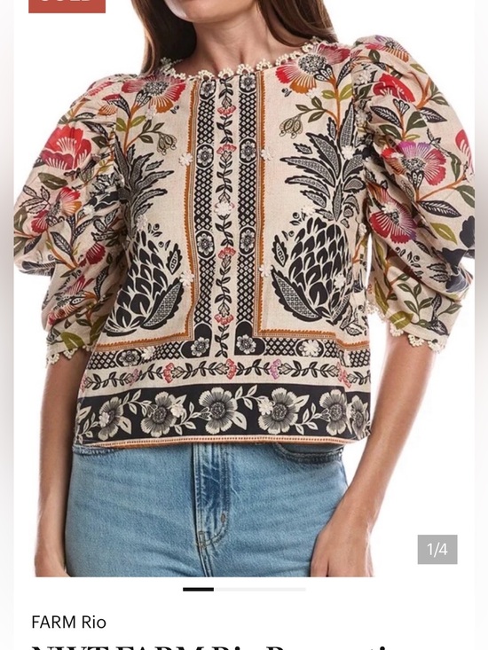 FARM Rio Tops - NWOT FARM MEDUIM 6/8/10 Rio Romantic Garden Blouse Top Shirt Cotton!
